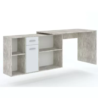 ZAVALLA sarok íróasztal - beton / fehér