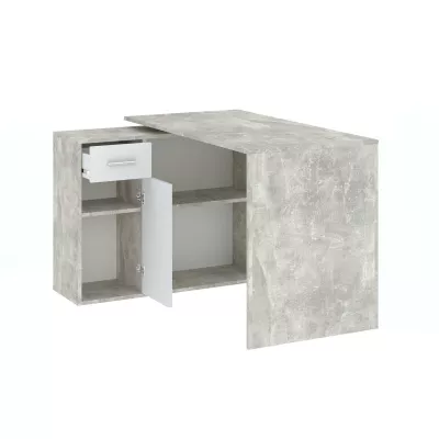 WESLACO sarok íróasztal - beton / fehér
