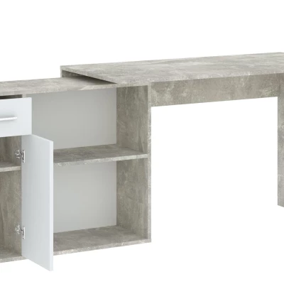 WESLACO sarok íróasztal - beton / fehér