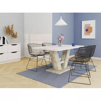BEVERLY kihúzható étkezőasztal - beton / fehér