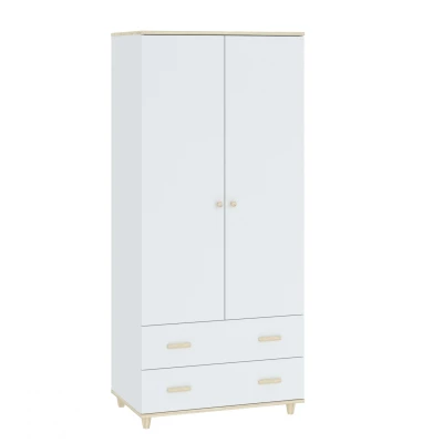 Keskeny gardróbszekrény fiókokkal 80 cm WALLER - fehér