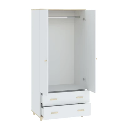 Keskeny gardróbszekrény fiókokkal 80 cm WALLER - fehér