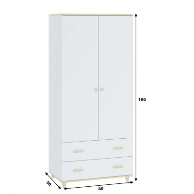 Keskeny gardróbszekrény fiókokkal 80 cm WALLER - fehér