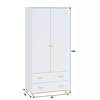 Keskeny gardróbszekrény fiókokkal 80 cm WALLER - fehér