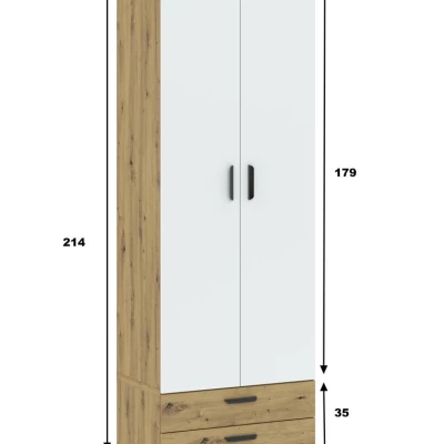 Kétajtós szekrény 74 cm fiókokkal RICHLAND - artisan tölgyfa