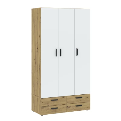 Háromajtós gardróbszekrény 111 cm fiókokkal RICHLAND - artisan tölgyfa