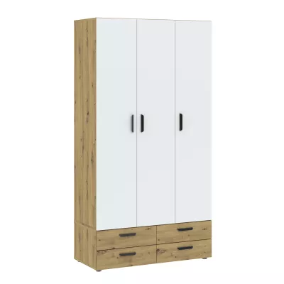 Háromajtós gardróbszekrény 111 cm fiókokkal RICHLAND - artisan tölgyfa