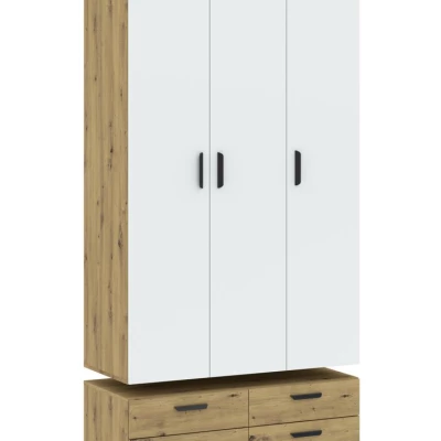 Háromajtós gardróbszekrény 111 cm fiókokkal RICHLAND - artisan tölgyfa