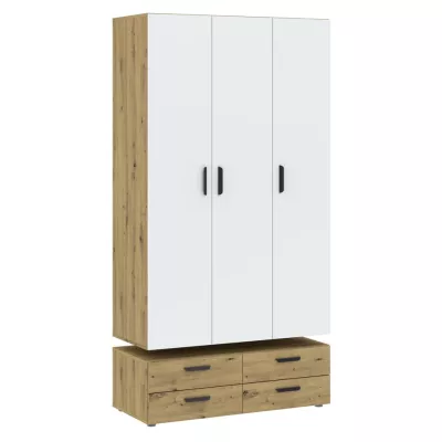 Háromajtós gardróbszekrény 111 cm fiókokkal RICHLAND - artisan tölgyfa