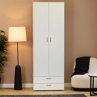 Kétajtós szekrény 74 cm fiókokkal RICHLAND - fehér