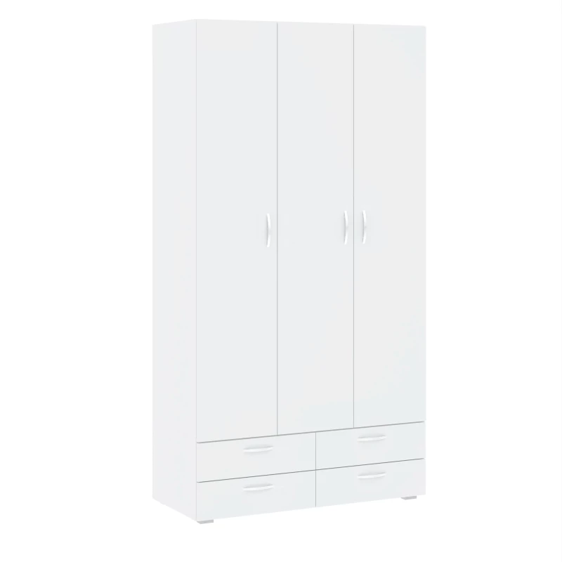 Háromajtós szekrény 111 cm fiókokkal RICHLAND - fehér