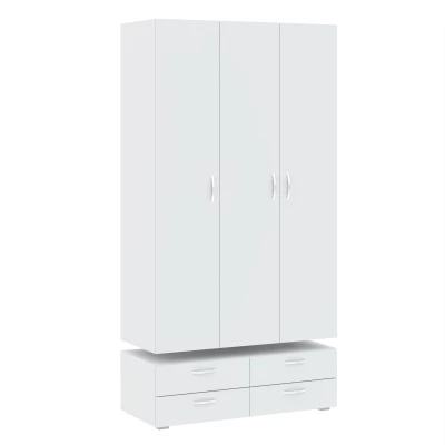 Háromajtós szekrény 111 cm fiókokkal RICHLAND - fehér