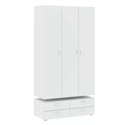 Háromajtós szekrény 111 cm fiókokkal RICHLAND - fehér
