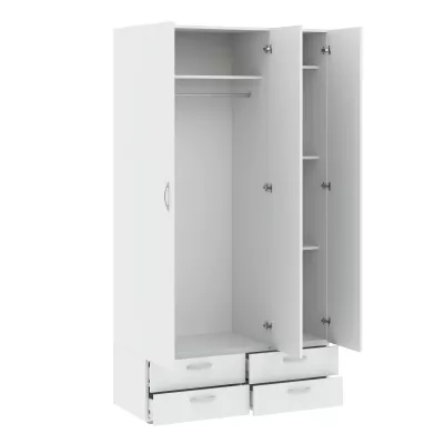 Háromajtós szekrény 111 cm fiókokkal RICHLAND - fehér