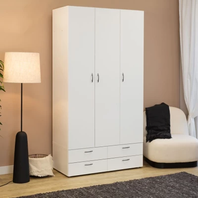 Háromajtós szekrény 111 cm fiókokkal RICHLAND - fehér