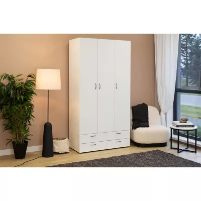Háromajtós szekrény 111 cm fiókokkal RICHLAND - fehér