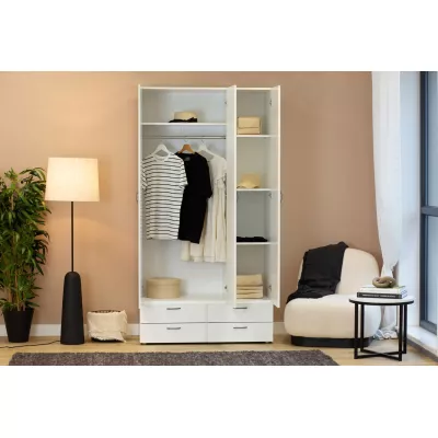 Háromajtós szekrény 111 cm fiókokkal RICHLAND - fehér
