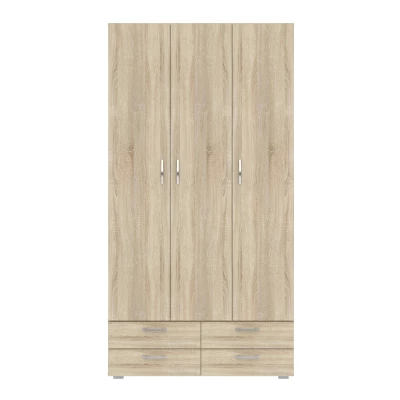 Háromajtós gardróbszekrény 111 cm fiókokkal RICHLAND - sonoma tölgyfa