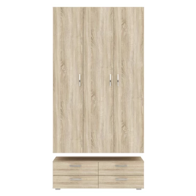 Háromajtós gardróbszekrény 111 cm fiókokkal RICHLAND - sonoma tölgyfa