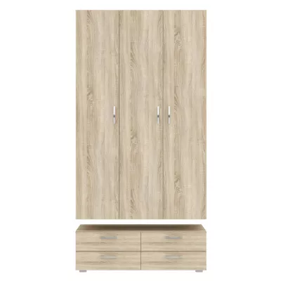 Háromajtós gardróbszekrény 111 cm fiókokkal RICHLAND - sonoma tölgyfa