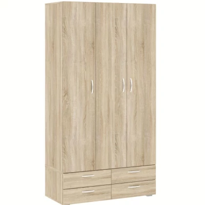 Háromajtós gardróbszekrény 111 cm fiókokkal RICHLAND - sonoma tölgyfa