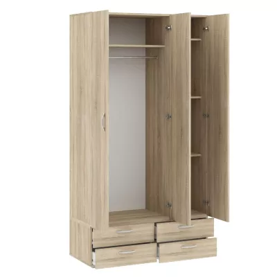 Háromajtós gardróbszekrény 111 cm fiókokkal RICHLAND - sonoma tölgyfa