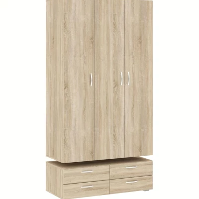 Háromajtós gardróbszekrény 111 cm fiókokkal RICHLAND - sonoma tölgyfa