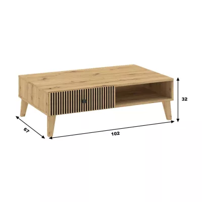 HEWITT dohányzóasztal fiókkal - artisan tölgyfa