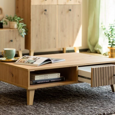 HEWITT dohányzóasztal fiókkal - artisan tölgyfa
