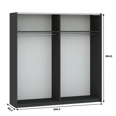 Gardrób 200 cm RANDLER - antracit / fehér