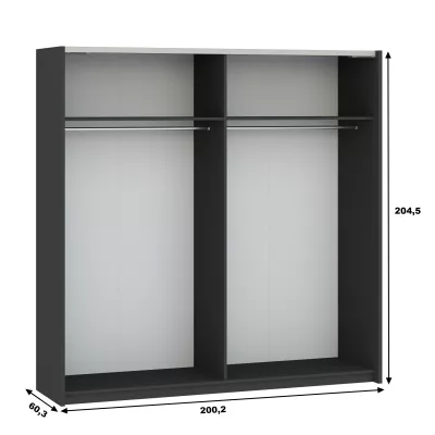 Gardrób 200 cm RANDLER - antracit / fehér