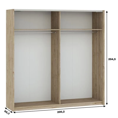 Gardrób 200 cm RANDLER - hikori dió / fehér