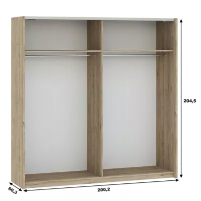 Gardrób 200 cm RANDLER - hikori dió / fehér