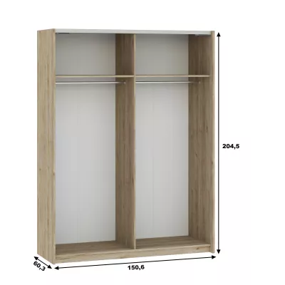 Gardrób 151 cm RANDLER - hikori dió / fehér