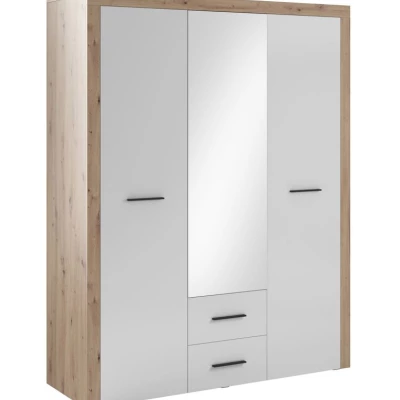 Tükrös gardrób 165 cm WYLIE - artisan tölgy / fényes fehér