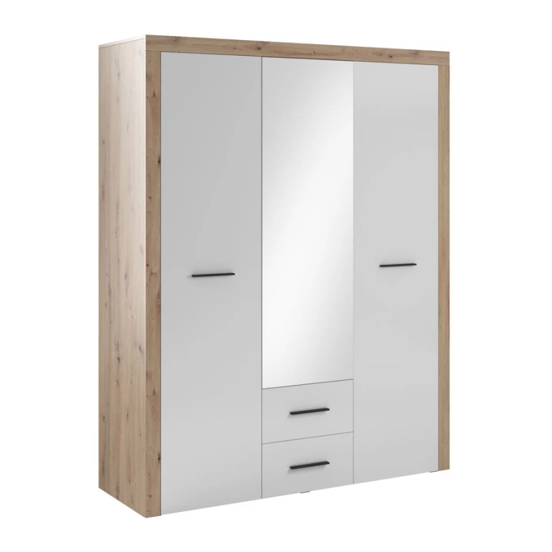 Tükrös gardrób 165 cm WYLIE - artisan tölgy / fényes fehér