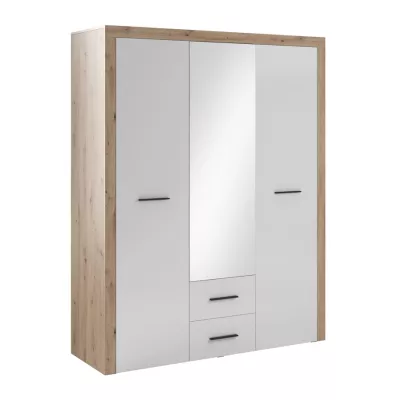 Tükrös gardrób 165 cm WYLIE - artisan tölgy / fényes fehér