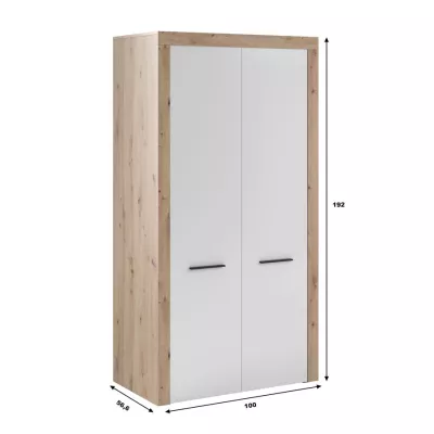 Kétajtós szekrény 100 cm WYLIE - artisan tölgy / fényes fehér