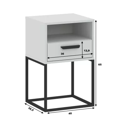 Éjjeliszekrény polccal és fiókkal MARETA 8 - fehér