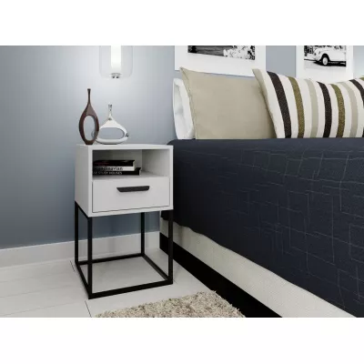 Éjjeliszekrény polccal és fiókkal MARETA 8 - fehér