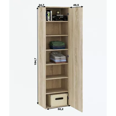 Keskeny gardróbszekrény polcokkal 50 cm SAVOY - sonoma tölgy