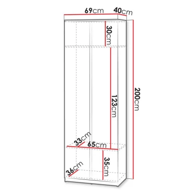Kétajtós előszobaszekrény 69 cm BEZA - szürke