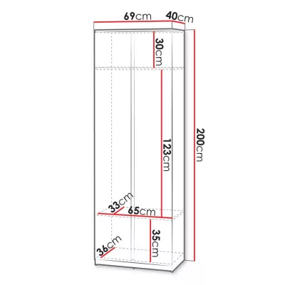Kétajtós előszobaszekrény 69 cm BEZA - alpesi fehér