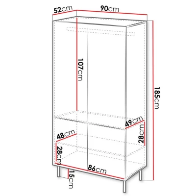 Kétajtós gardróbszekrény 90 cm AMPER - kasmír