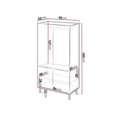 Kétajtós gardróbszekrény 90 cm AMPER - kasmír