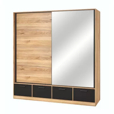 Tükrös gardrób 200 cm CROWEL - mályva tölgy / fekete