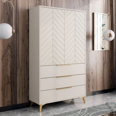 Széles gardrób 104 cm fiókokkal XELA - homokbézs