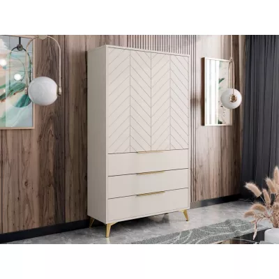 Széles gardrób 104 cm fiókokkal XELA - homokbézs