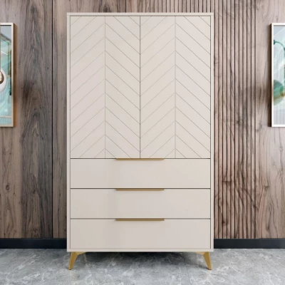 Széles gardrób 104 cm fiókokkal XELA - homokbézs