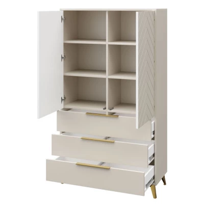 Széles gardrób 104 cm fiókokkal XELA - homokbézs